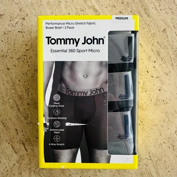 NEW Tommy John Performance Micro Stretch Boxer Brief 3 pack Medium - Picture 1 of 5